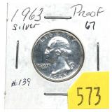 1963 Washington quarter, Proof
