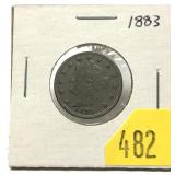 1883 Liberty nickel with cents