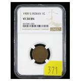 1909-S Indian Head cent, NGC slab certified
