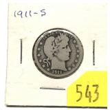 1911-S Barber quarter