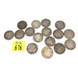 x16- Barber dimes, mixed dates, -x16 dimes,