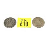 x2- Dimes, 90% silver, -x2 dimes, Sold by the