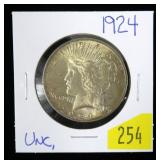 1924 Peace dollar, Unc.
