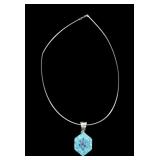 Sterling silver mosaic turquoise and opal pendant