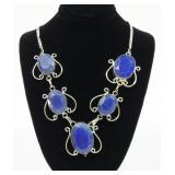 Sterling silver 18" oval cut faceted sodalite