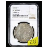 1891-O Morgan dollar, NGC slab certified