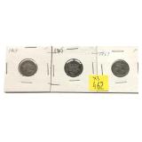 x3- 1867 3-cent nickels, -x3 nickels, Sold by the