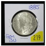 1885 Morgan dollar, gem BU