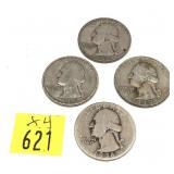 x4- Quarters, 90% silver, -x4 quarters, Sold by