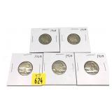 x5- Buffalo nickels, mixed dates, 5 pcs., Sold by