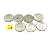 x7- Half dollars, 40% silver, -x7 half dollars,