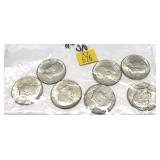 x7- Half dollars, 90% silver, -x7 half dollars,