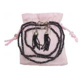 Platinum over sterling black spinel bead set: