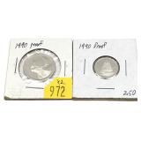 x2- 1990 Canadian Proof coins -x2 coins -Sold
