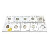 x10- Canadian silver dimes -x10 dimes -Sold by the