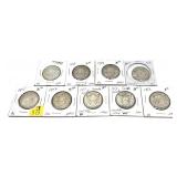 x9- Canadian silver half dollars -x9 half dollars-