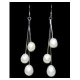 Sterling silver shepherd hook earrings with