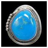 Sterling silver bezel set turquoise ring,