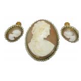 Vintage gold wash 800 silver and seed pearl cameo