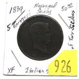 1839 Sicily 5 tornesi