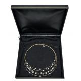 14K Yellow gold 17" five-wire pearl station