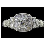 14K White gold round brilliant cut diamond ring,