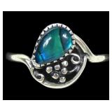 Sterling silver teardop blue paua ring, new,