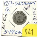 1913 German 5 pfennigs