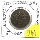 1923 Swedish 5 ore