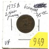 1875 German 2 pfennigs