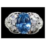 Sterling silver large oval cut blue spinel