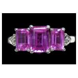 Sterling silver emerald cut pink sapphire