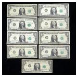 Lot, Federal Reserve notes, mixed series, 11 pcs.