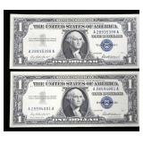 x2- $1 silver certificates series of 1957 -x2