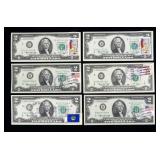 x6- $2 Federal Reserve notes First Day Issue,