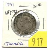 1891 Jamaica half cent