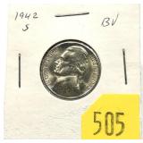 1942-S Jefferson nickel, 35% silver
