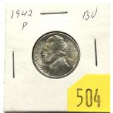 1942 Jefferson nickel, 35% silver