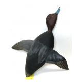 Flying Redhead Drake Carved Wooden Decoy signed