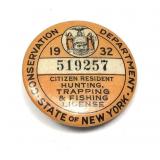 1932 NYS Hunting, Trapping and Fishing license