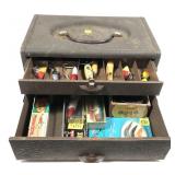 Vintage Kennedy box with South Bend fly reel,