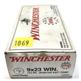 Box of 9 x 23 WIN 124-grain jacketed SP Winchester