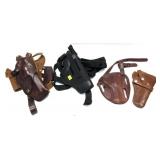 Lot: 3- Assorted Leather Holster and 1- nylon