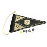 Lot: German SS Insignia and Pennant , possible