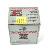 Box of .38 SPL Winchester blanks, 50 rounds