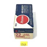 Box of .22 Hornet 45-grain Peters soft point