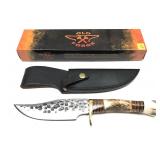 Old Forge stag handled knife with sheath and