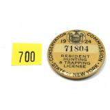1924 NYS Hunting and Trapping license