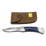 Custom Damascus steel folding blade knife with