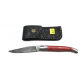 Custom Damascus steel folding blade knife with